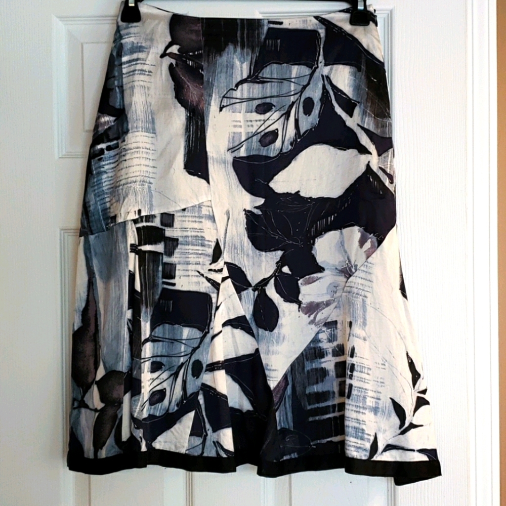 Chico's silk blue floral watercolor skirt sz 0